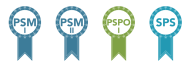 PSM I, PSM II, PSPO I, SPS Badge
